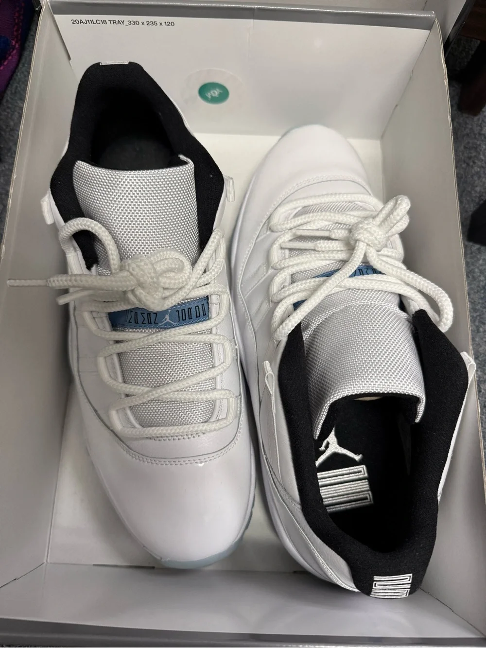 Jordan Men's White and Black Athletic Shoes with Ice Blue Accents - Picture 2 of 10
